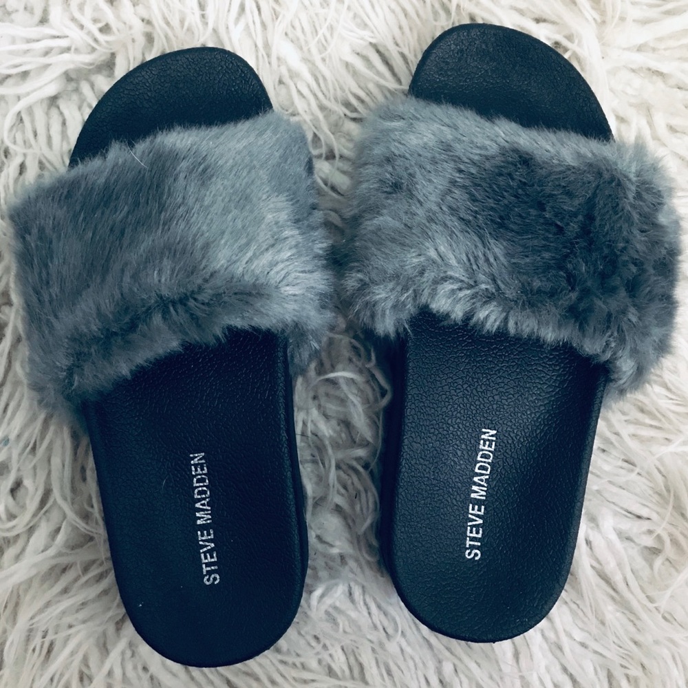 Steve Madden Faux Fur Slides